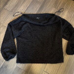 Gibson x Glam Black Of The Shoulder Fuzzy Sweater